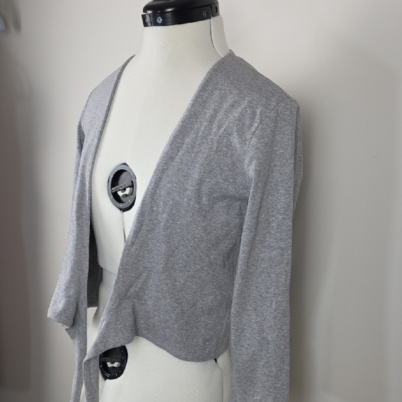 Esprit Gray Tie Front Cropped Cardigan Lightweight Knit Size XL - Picture 7 of 9